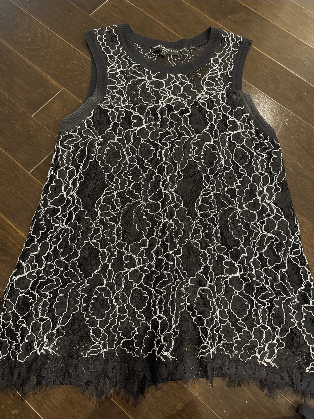 Generation love Sleeveless Black Lace Overlay Tank Top